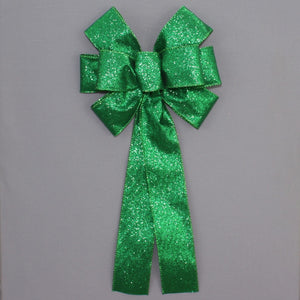 Green Sparkle Metallic Christmas Wreath Bow 