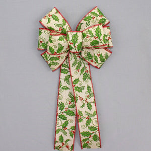 Holly Berries Rustic Christmas Wreath Bow 