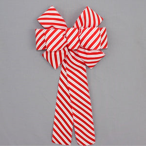 Candy Cane Diagonal Stripe Christmas Wreath Bow 