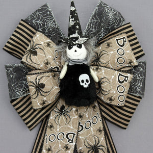 Halloween Ghoul Spider Wreath Bow 