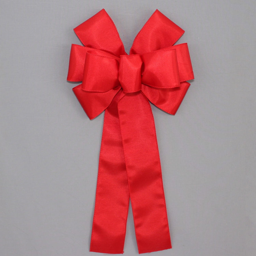 Red Ribbed Satin Wired Edge Christmas Bow 