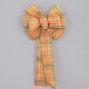 Coarse Fall Metallic Plaid Wreath Bow 