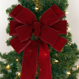 Burgundy Velvet Wire Edge Christmas Bow 