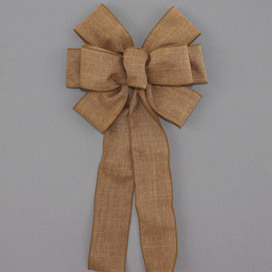 Caramel Rustic Linen Wreath Bow - size and color options - Package ...