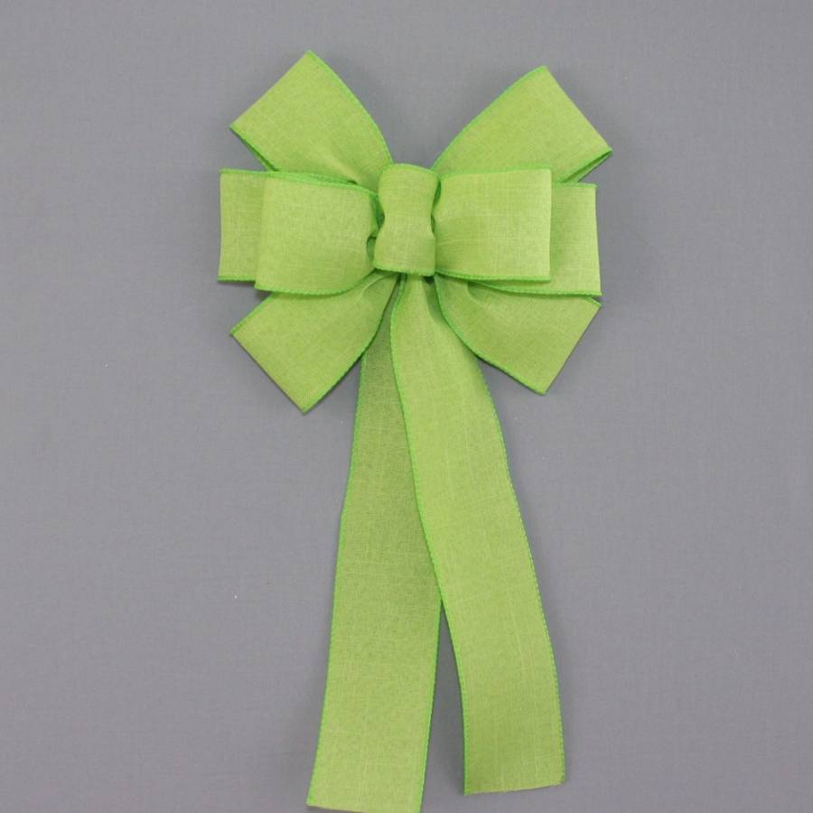 Lime Green Rustic Linen Wreath Bow - Package Perfect Bows