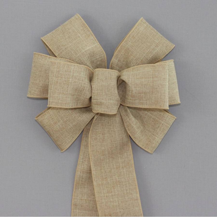 Natural Rustic Linen Burlap Wreath Bow - size and color options ...