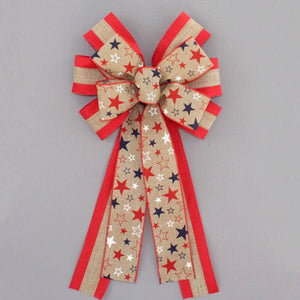 Rustic Stars Patriotic Wreath Bow - Package Perfect Bows