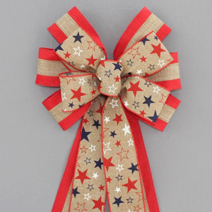 Rustic Stars Patriotic Wreath Bow - Package Perfect Bows