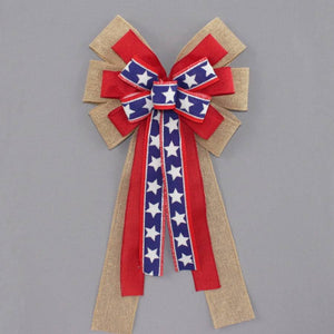 Patriotic Burlap Stars Wreath Bow - Package Perfect Bows