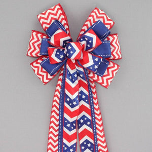 Patriotic Chevron Wreath Bow - Package Perfect Bows