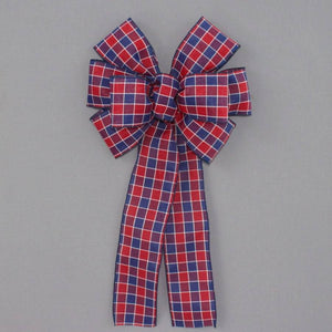 Patriotic Plaid Wreath Bow - Package Perfect Bows