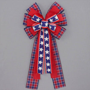 Patriotic Plaid Stars Wreath Bow - Package Perfect Bows