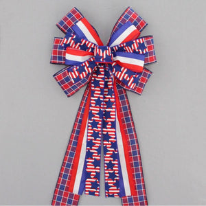 Patriotic Plaid Stars Stripe Wreath Bow - Package Perfect Bows