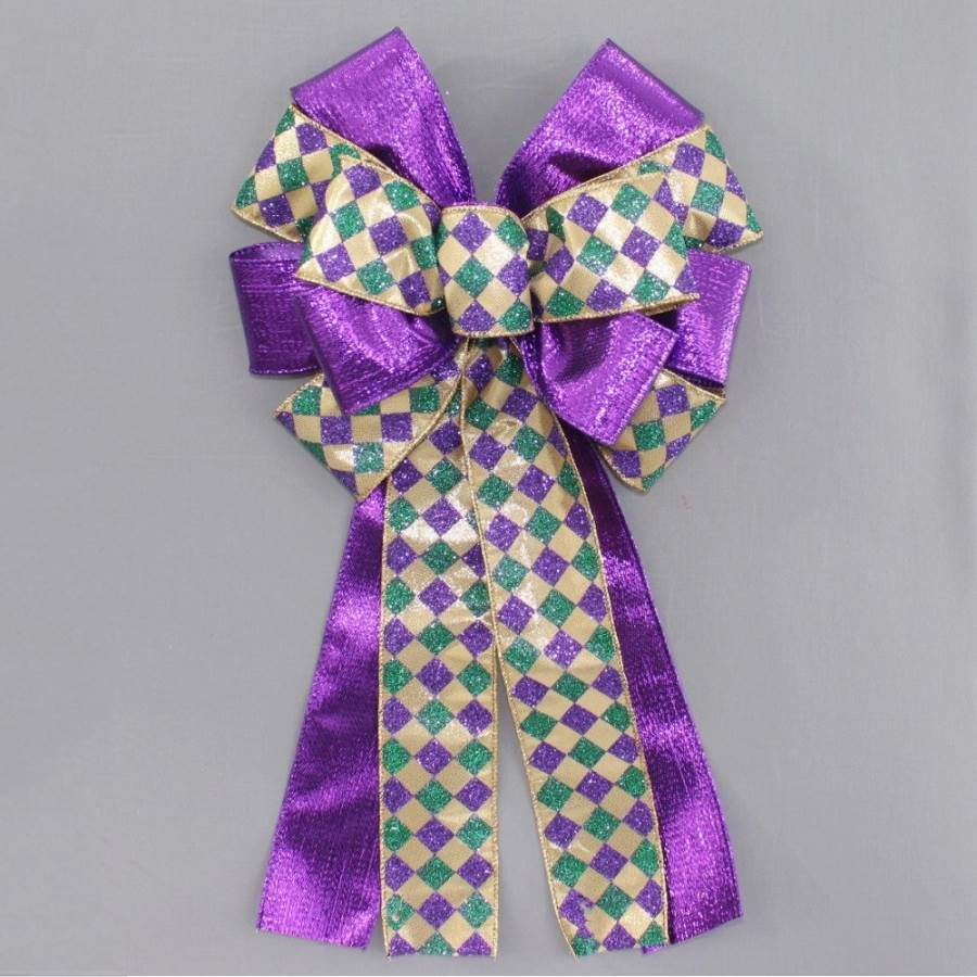 Harlequin Purple Metallic Mardi Gras Bow