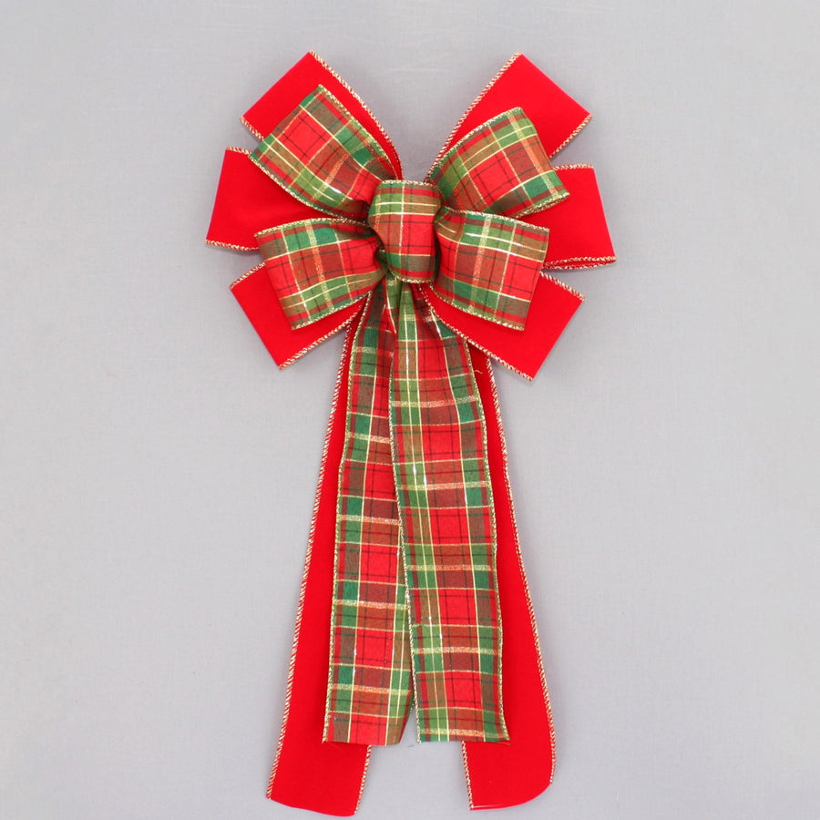 Red Velvet Holiday Plaid Christmas Bow