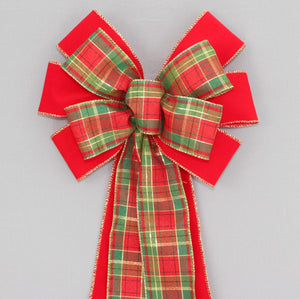 Red Velvet Holiday Plaid Christmas Bow