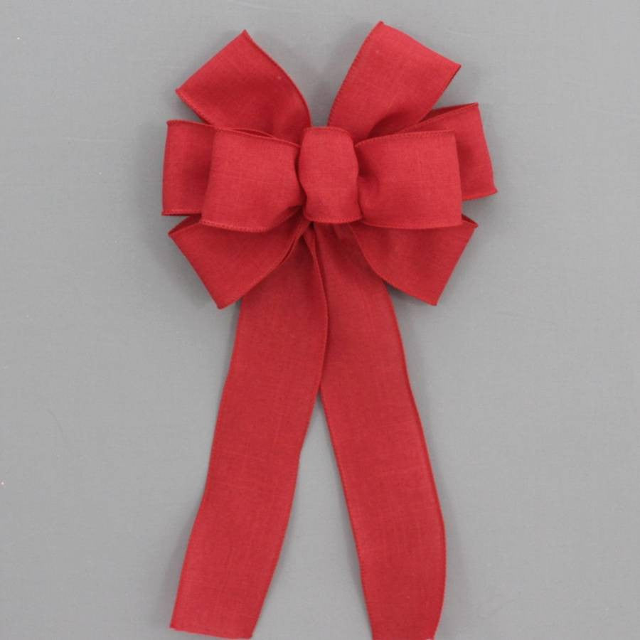 Red Rustic Linen Wreath Bow - Package Perfect Bows