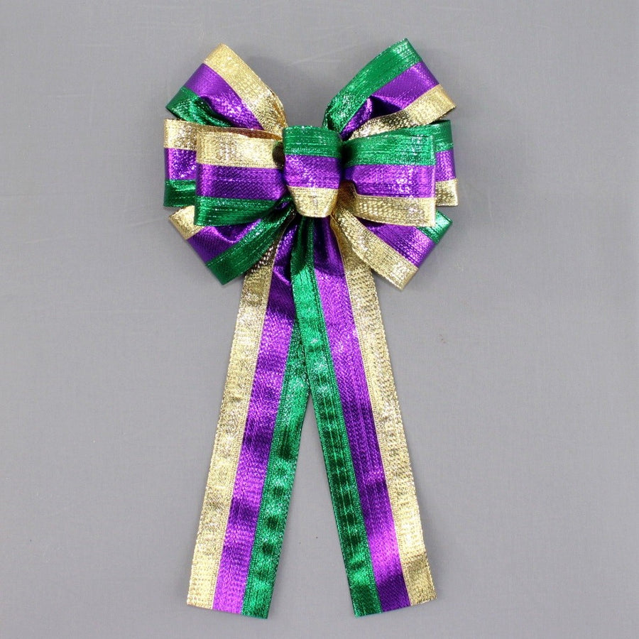 Metallic Stripe Mardi Gras Bow