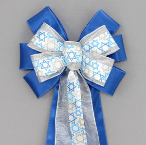 Star of David Blue Hanukkah Bow