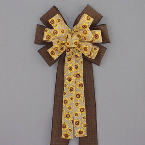 Sunflower Brown Rustic Linen Bow - Package Perfect Bows