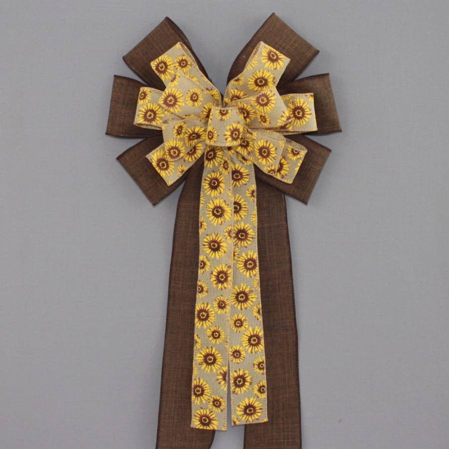 Sunflower Brown Rustic Linen Bow - Package Perfect Bows