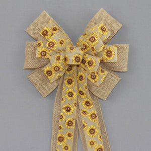Sunflower Burlap Wreath Bow - Package Perfect Bows