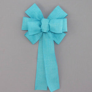 Turquoise Rustic Linen Wreath Bow - Package Perfect Bows