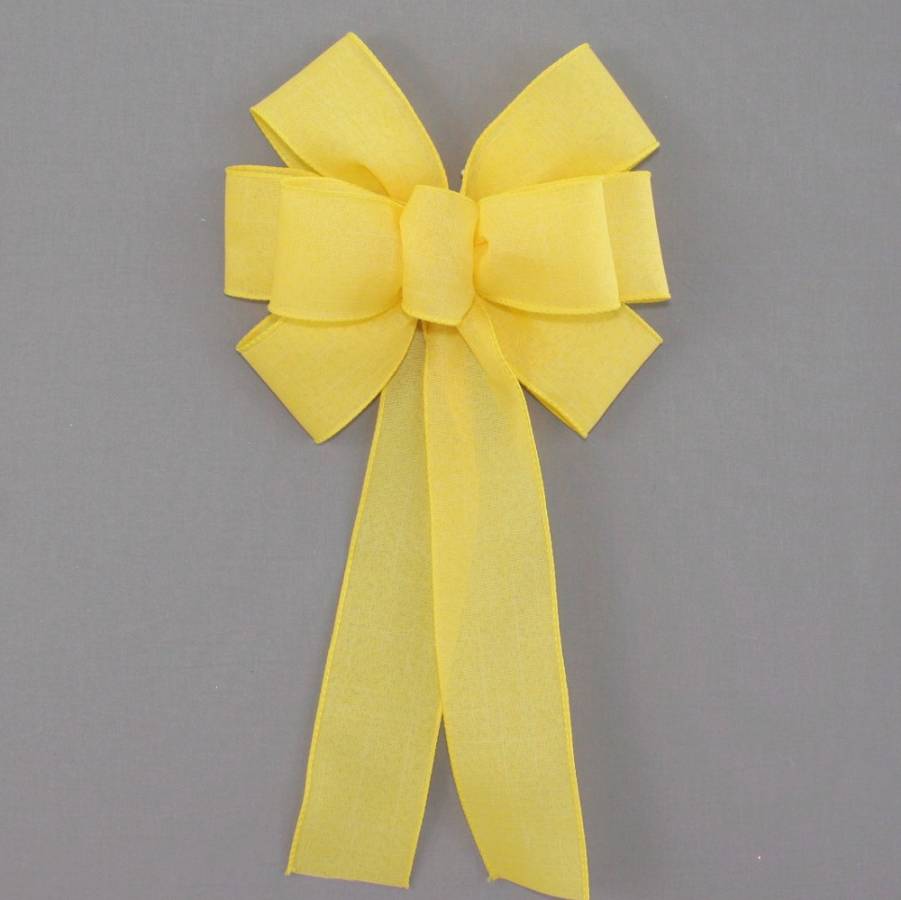 Yellow Rustic Linen Wreath Bow - Package Perfect Bows